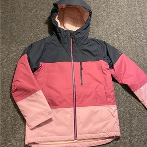 Girls L.L. Bean Wildcat Waterproof Ski Jacket M (10-12) Carbon Navy/Magenta Haze